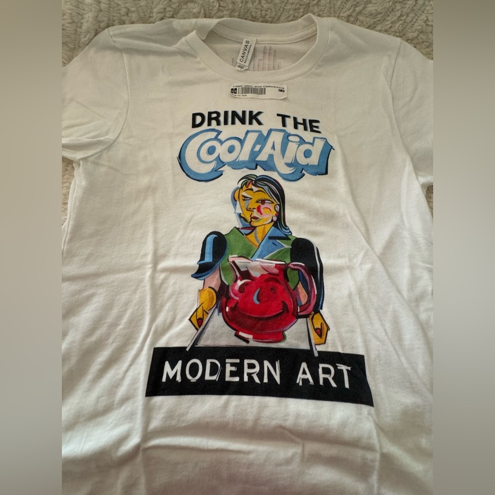 Gildan Modern Art Print T-Shirt - White, Blue, Red
